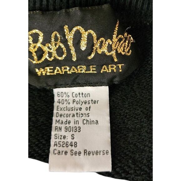 Bob Mackie Clown Sweatshirt Womens Size S Black Art to Wear 2 Sided Embroidered - Picture 5 of 6